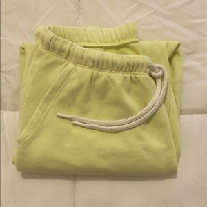 Aerie neon yellow green oversized joggers.